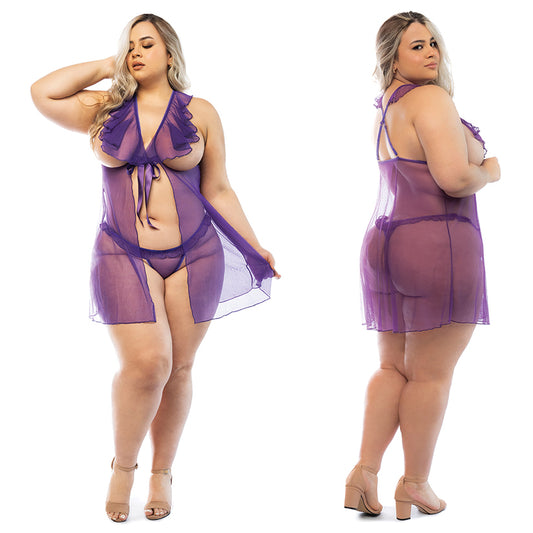 Hello Sexy The Lily Babydoll and Panty Set Curvy-Lilac