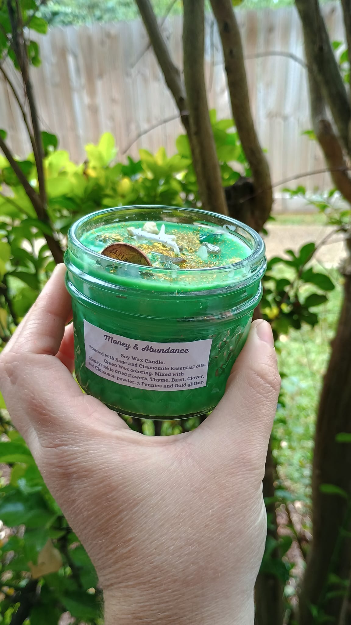 Custom-Made Money & Abundance Spell Jar and Intention Candle Bundle