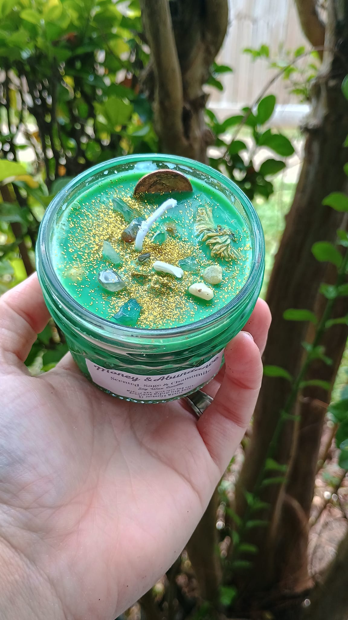 Custom-Made Money & Abundance Spell Jar and Intention Candle Bundle