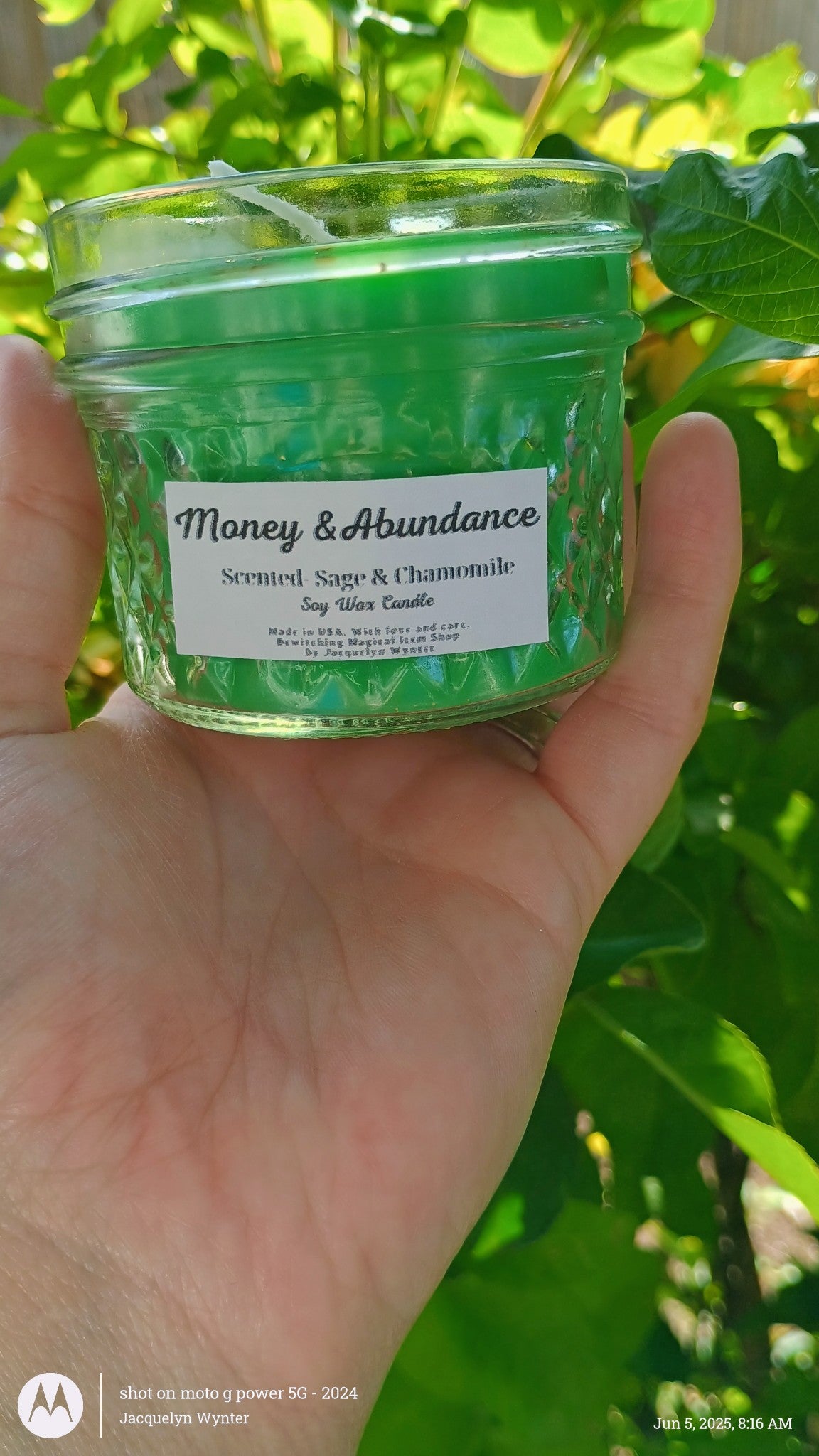 Custom-Made Money & Abundance Spell Jar and Intention Candle Bundle