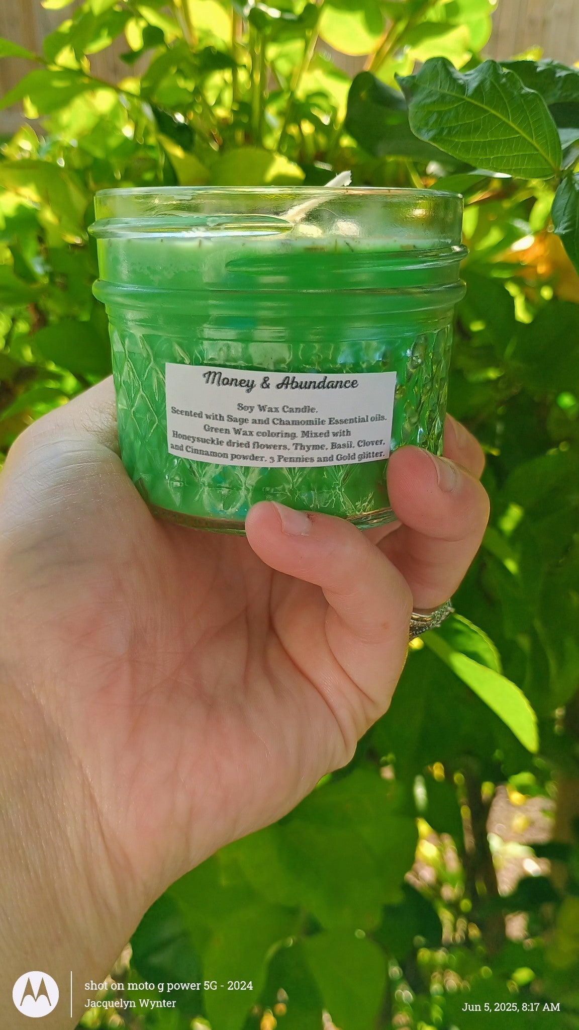 Custom-Made Money & Abundance Spell Jar and Intention Candle Bundle