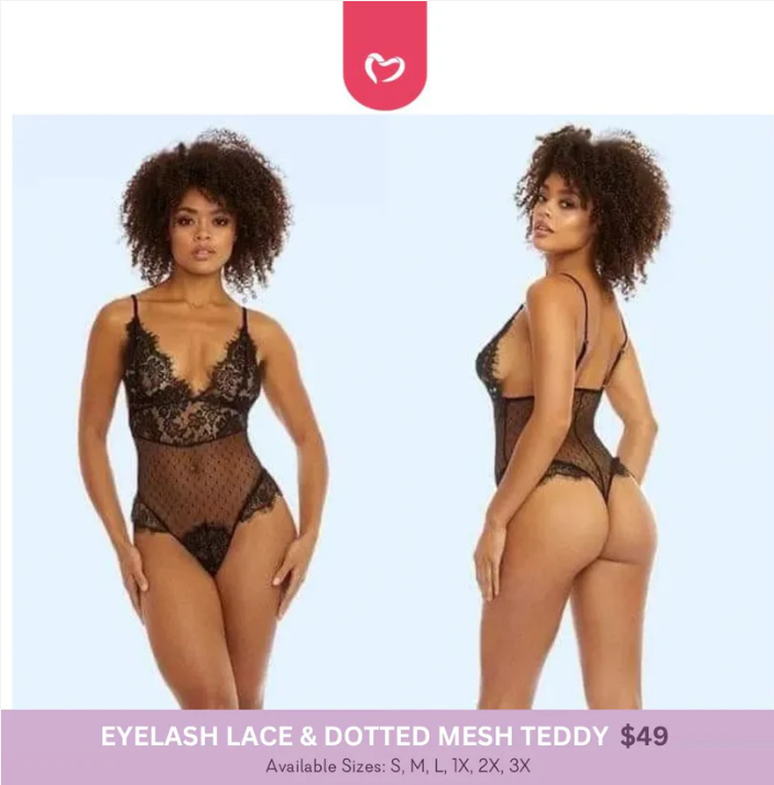 Eyelash Lace & Dotted Mesh Teddy Lingerie (Limited Edition)