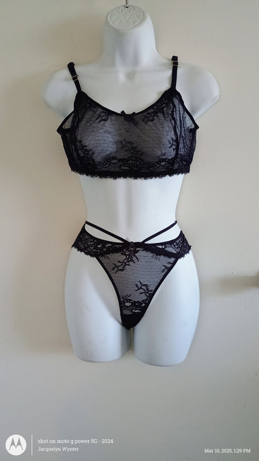 Mesh Bralette with Strappy Boyshorts  (Limited Edition)
