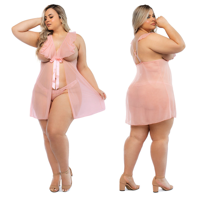Hello Sexy The Lily Babydoll and Panty Set Curvy-Lilac