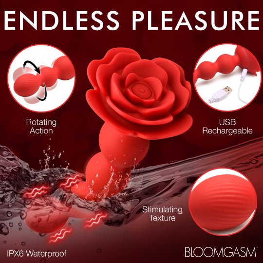10X Rose Twirl Vibrating and Rotating Silicone Anal Beads