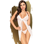 Penthouse After Sunset Ruffle Baby Doll With Thong-White